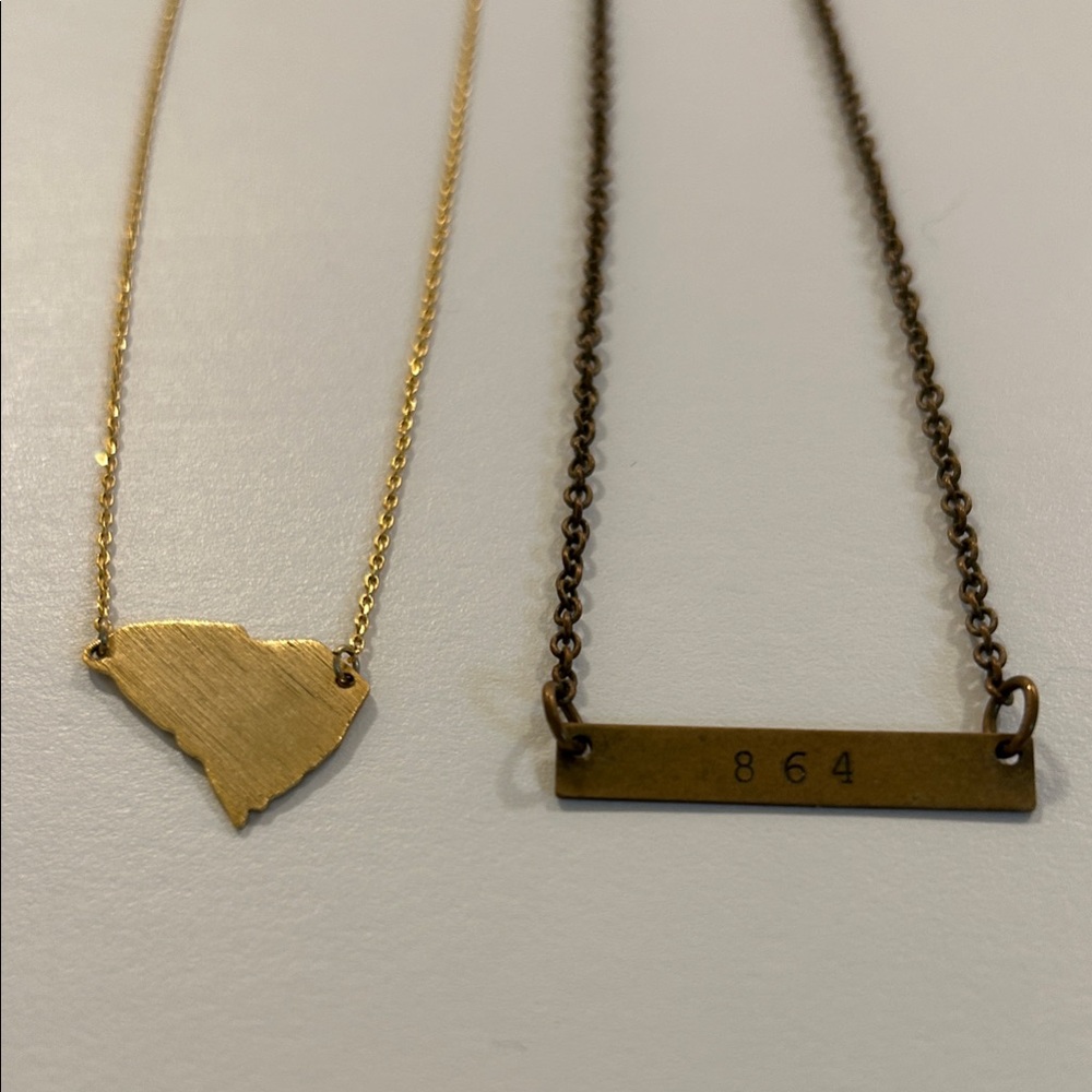Gold South Carolina and Bronze ‘864’ Necklace Set